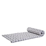 Leewadee Faltbare Bodenmatratze - Japanischer Rollbarer Futon - Tatami Faltmatte - Gästebett - Camping Matratze - Thai Massage Matte, Kapok Füllung, Blau Weiß