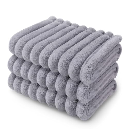 luciphia Hundedecke Katzendecke Waschbar, 1 Pack 3 Decken Flanell für Kleine Mittlere Größe Hunde Katzen, Flauschig Weiche Warme Fleece Haustier Decke für Unterwegs Kuschel Grau 45 x 75 cm