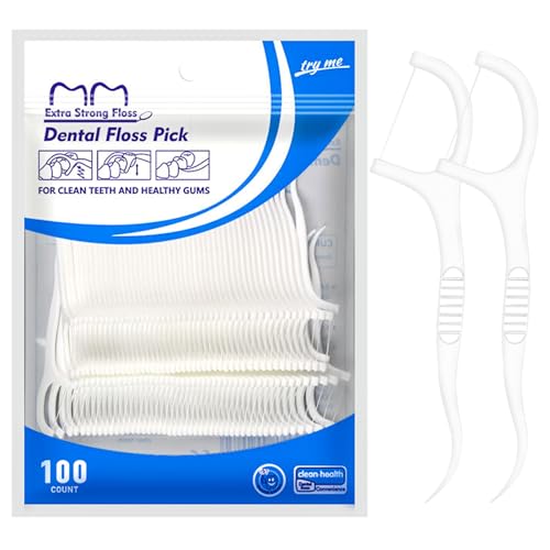 100 Pcs Dental Floss - Dental Floss Stick, 2 in 1 Toothpicks Sticks, Portable Floss Stick, Tooth Floss & Interdental Cleaning Tool for Travel, Home, Office