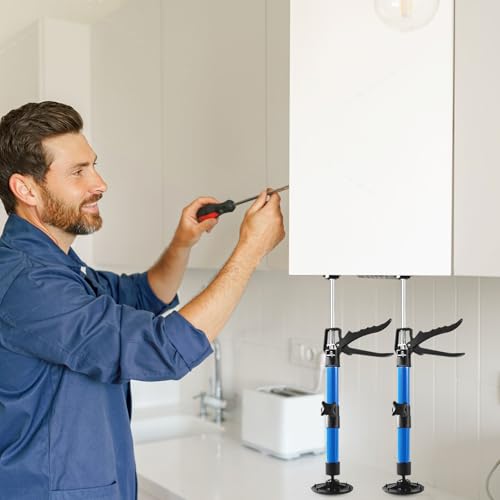 VOSSOT 2 Stück Deckenstütze Montagestütze Einhandstütze Teleskopstütze Rutschfest Einhandstütze Teleskopstange Zargenspanner 360 Grad Gedreht Werden Deckenspanner 30-59 cm Belastbar Bis 40 kg