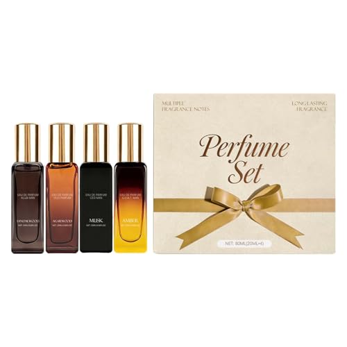 Spray de Fragancia (4 Piezas) - Colección de Aromas Naturales Refrescantes y Duraderos | Estuche Regalo Lujo Tamaño Viaje para Hombres y Mujeres | Para Muñecas, Cuello, Oficina, Viajes de Negocios