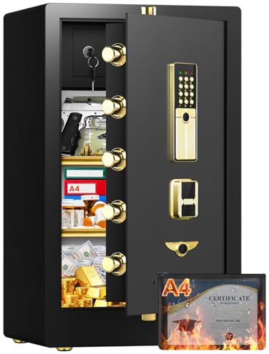 8.5 Cuft Heavy Duty Home Safes Fireproof Waterproof, Extra Large Fireproof Safe Box, Anti-theft Fire Proof Safe with Dual alarms, Hidden bottom lock box, Security Safes for Office Business