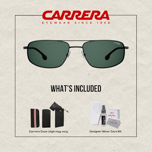 Carrera CA8036/S 0003/QT 62M Matte Black/Green Rectangular Sunglasses For Men + BUNDLE with Designer iWear Eyewear Kit2