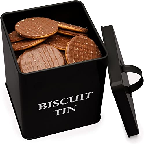 Lata para galletas de hierro resistente caja de almacenamiento de metal negro 4