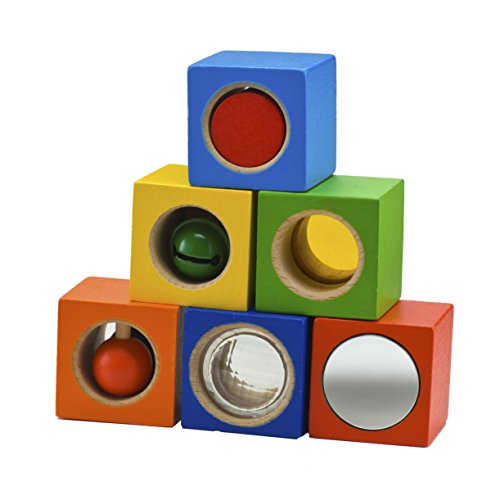 HABA Stack & Learn Blocks - 6 Colorful Wooden Cubes with Accoustic & Optical Effects for Ages 12 Months and Up