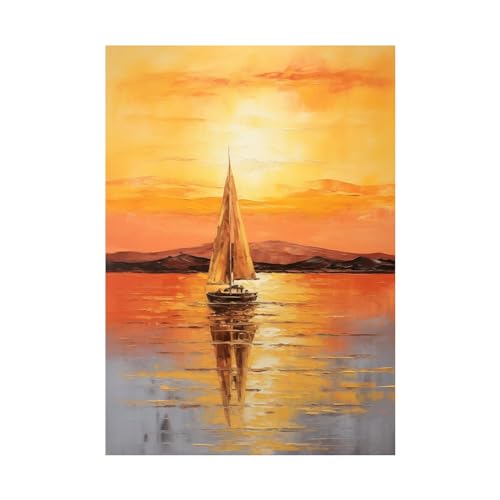 Tableaux decoration murale salon grand voilier au coucher du soleil pour chambre