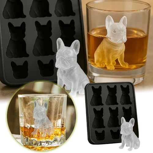 Generisch Eisform mit französischer Bulldogge Formen Mit hausgemachter Getränke Dekoration lustige 3D-Eisformen in Tierform süßer neuartiger Flexibler Hunde- getränke für Whiskey-Partys