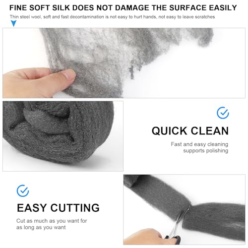 Stahlwolle Fein 0000 3 Rollen Wirksam Stahlwolle Gegen Mäuse Edelstahlwolle Mäuseabwehr Steel Wool mit Arbeitshandschuhen und Schere