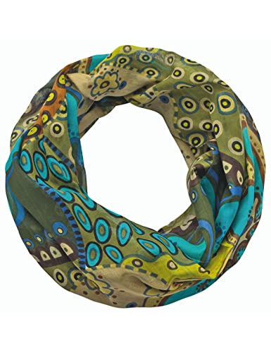 Sunsa Loop Schal Damen, Baumwolle Schlauchschal, Frühlings/Sommer Loopschal bunter Design. Accessoires for Women, Scarf Tücher und Schals als Geschenk für Frauen/Freundin (grün) Cover