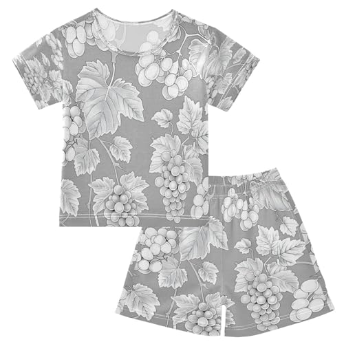 senya Short Sleeve Pajamas Sets Summer Cotton Sleepwear Grape Gray Background