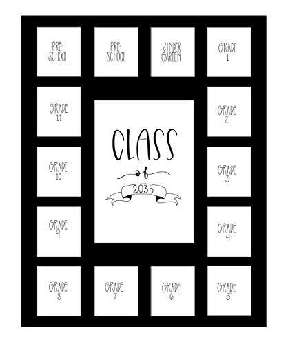 Image of Rustic Red Door Co. Class of 2035 Photo Mat (11 inch x 14 inch) Photo Collage Picture Frames Mat for School Pictures - No Frame Black Photo Mat from Pre - K to Graduation
