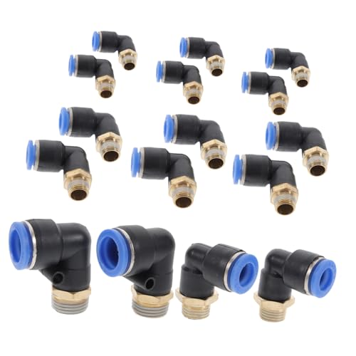 STOBAZA Raccordi Rapidi per Tubo Aria Compressa Connessioni Crimpare in Rame e Plastica Attacchi Esterni Filettati Curvi Kit per Utensili Pneumatici Automazione