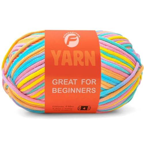 FREEASYFAR 3.5Oz/120yds Pastel Beginner Easy Yarn for Crocheting and Knitting;Worsted-Weight Medium #4;Cotton Blend Yarn for Beginners Amigurumi DIY(Coral 1 Skein)