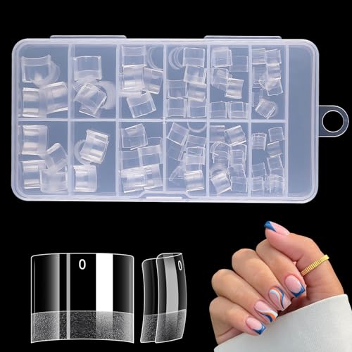 LIONVISON Short Square Nail Tips, 240pcs Half Matte Nail Tips for...