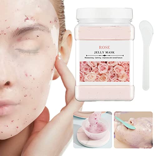 Jelly Mask Powder for Facials Skin Care, Natural Rose Petals Jelly Face Mask, Professional Peel Off Hydrojelly Mask, Diy Spa Face Skincare Mask Leaves Skin Soft Moisturized and Revitalized 23 FL OZ