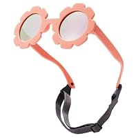COASION Baby Sonnenbrille 0-24 Monate Polarisierte Blume Sonnenbrille Kinder mit Riemen Verstellbar Weicher Silikonrahmen UV400 Schutz Niedlich Sonnenbrille Baby für 0-2 Jahre Rosa/Rosa Gespiegelt