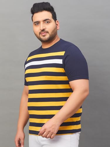 Image of AUSTIVO Men's Plus Size Half Sleeve Striper T-Shirt 191A