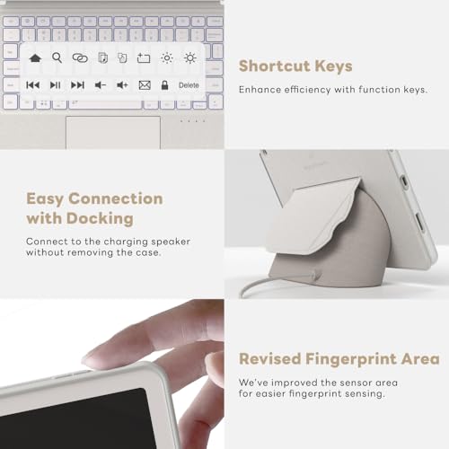 Image of EIP Magnetix Keyboard Case for Google Pixel Tablet 11 inch 2023, White | Detachable magnetic keyboard, adjustable viewing angle, speaker dock compatible, 7-color backlit keys, easy carry design