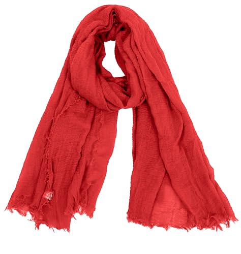 Van Der Rich ® - Foulard Echarpe Froissé Cache Cou Homme Femme (45-Rouge, TU)