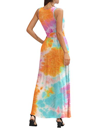 Image of LILBETTER Women Sleeveless Deep V Neck Loose Plain Long Maxi Casual Dress