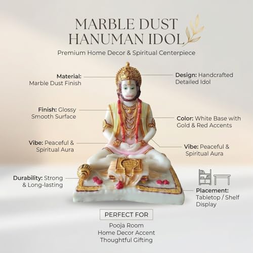 Image of Blessing Hanuman Idol - Multicolor Sitting Bajrangbali Murti with Gada for Home Temple Decor | Lord Hanuman Ji Statue for Strength, Protection & Devotion | Puja Showpiece Gift (10.5 Cm Hanuman ji)