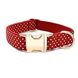 Hundeleine Haustier-Stil roter Punkt-Hundekragen mit Fliege und Leine einstellbar Pet Baumwollhund & Ampcat Halskette Goldschnalle Führleine (Color : A, Size : L)