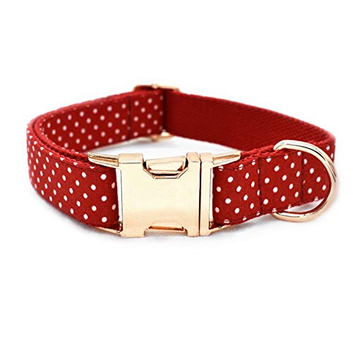 Hundeleine Haustier-Stil roter Punkt-Hundekragen mit Fliege und Leine einstellbar Pet Baumwollhund & Ampcat Halskette Goldschnalle Führleine (Color : A, Size : L)