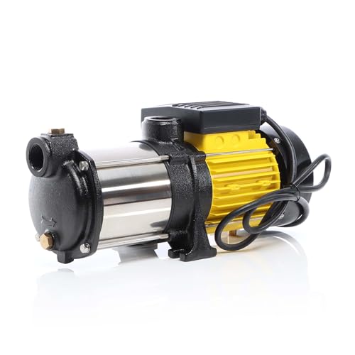 Wiltec Mehrstufige Kreiselpumpe 6600l/h 900W Förderhöhe 55m, Ansaughöhe 9m, 2850U/min,...