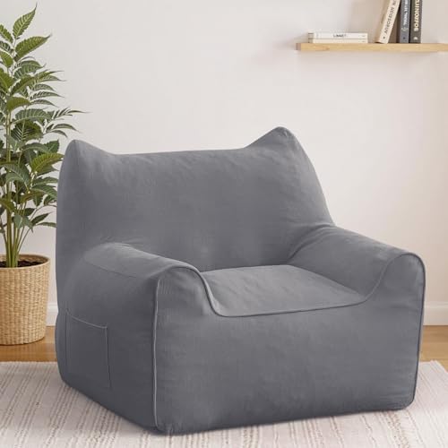 HOMMPA Bean Bag Chair for Adults with Armrests- Cat Shaped Large Comfy Beanbag Lazy Floor Sofa Chair for Living Room Bedroom Dorm Grey - image 1