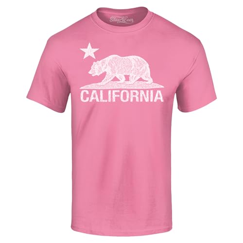 Shop4Ever California Distressed White Bear T-Shirt Cali Shirts