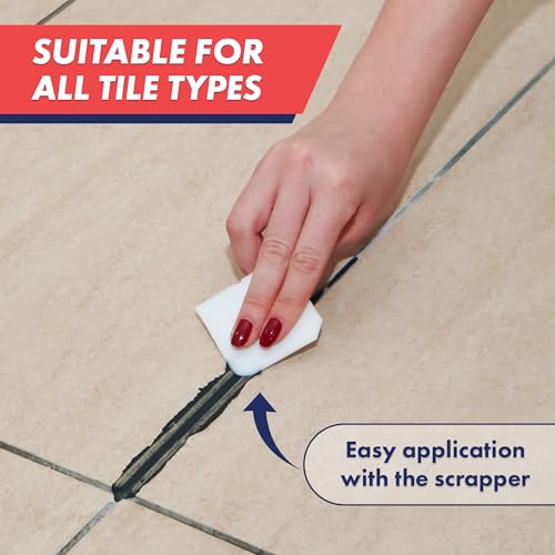 Image of ZippySolve Tile Grout, Repair Kit, Restore & Renew Tile Joints Line, Fast Drying Tile Grout Paint Squeeze Tube for Bathroom Shower Kitchen Floor, Waterproof (8.8 oz, Dark Grey /Anthracite)