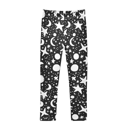 ALAZA Girls' Leggings Children's Yoga Pants Skinny Printed Dance Moon Stars Comfortable 4T