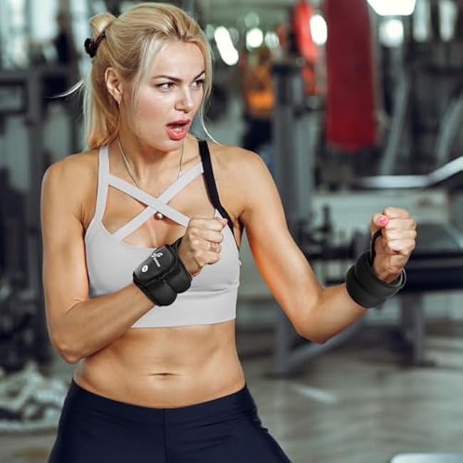 Sportneer Wrist Weights with Thumb Hole for Men Women Arm Hand Weights for Running Walking Jogging Physical Therapy Gym Strength Training Cardio Exercises 1 LB x 2