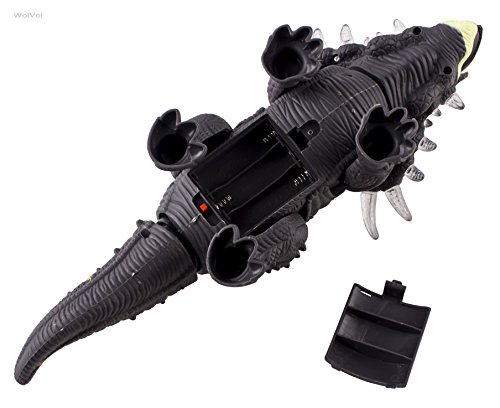 WolVol Walking Triceratops Dinosaur Toy Figure with Many Lights & Loud Roar Sounds, Real Movement (Battery Powered)