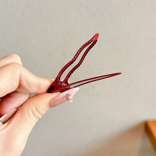 4Pcs Pinzas de Pelo Rectangulares Huecas Burdeos para Mujer, Clips de Pelo Decorativos, Pinzas de Pelo de Metal Antideslizantes, Clips de Moda para Peinados, Barretes Estéticos para Flequillo Lateral miniatura 7