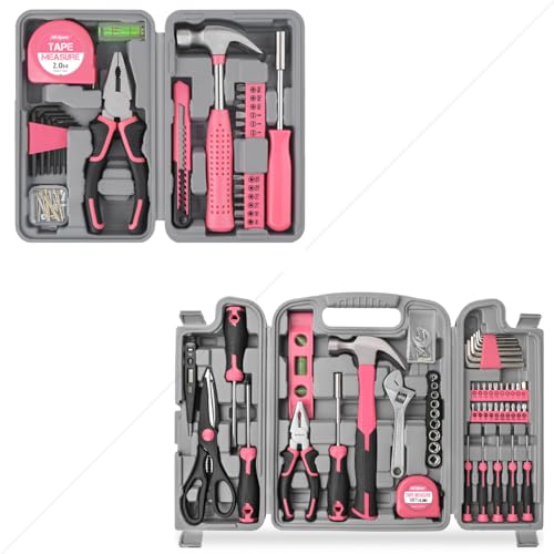 Kit combinado de herramientas domésticas rosa 54 piezas miniatura 1