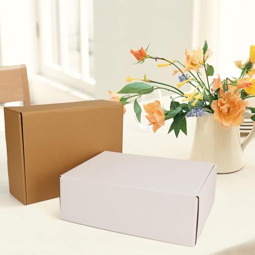 Image of HORLIMER 20 Pack 12x9x4 Shipping Boxes, 10 Pack White and 10 Pack Brown Corrugated Cardboard Box for Mailing, Packaging, Small Business