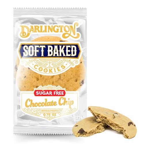 Image of Darlington Snacks Individually Wrapped Soft Baked Sugar Free Chocolate Chips, 100% Nut Free Sugar Free Cookies for Diabetics, Made in USA, 106 Count