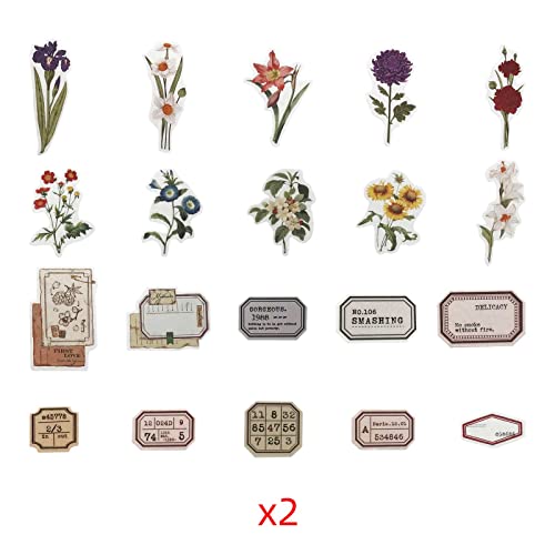 Zmlsed Vintage Flower Label Stickers, 40Pcs Decorative Retro Decals Adhesive Aesthetic Trendy For Scrapbook Laptop Album Envelopes Planner Embellishment Bottle #TOP4
