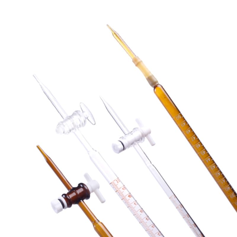 Microbureta, Bureta de Vidrio Clase A con Llave de Paso de PTFE, Multicolor, de 10 ml a 100 ml(25ml Blue White Lines PTFE)