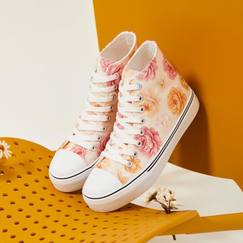 Image of yageyan Womens High Top Canvas Sneakers Fashion White Shoes for Women