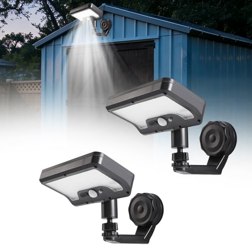 Magnetic Solar Lights Outdoor Waterproof 2Pcs Solar Motion Sensor Outdoor Lights with 3 Light Modes & 270 Wide 92 LED 600LM Bright Solar Wall Lights Security Lights for Porch Fence Yard Garage Garden