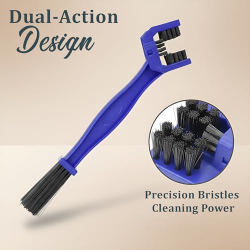 Image of 2 Pieces Bike Chain Cleaner Brush | Soft & Long Bristles | Multi-Purpose Chain Cleaning Tool for Quick Cleaning of Motorcycles & Cycles | Durable, Reusable 3-Sided Chain Brush for All Bikes