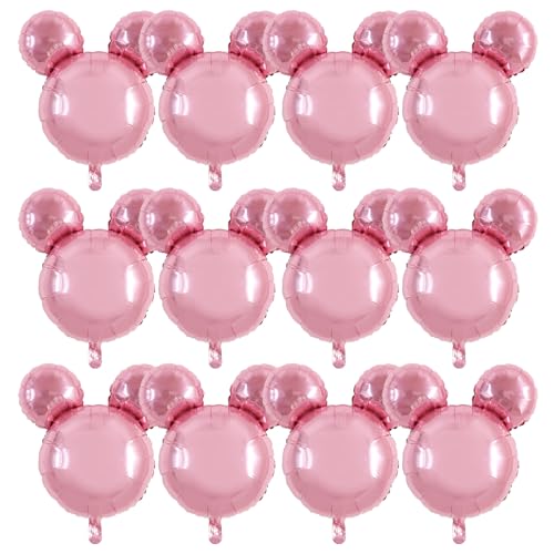 Vuzvuv 12pcs 24 Inches Round Head Foil Balloons Pink Foil Balloon for Red Black Birthday Party Theme Party Decoration Graduation Party Supplies