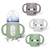 BUSOHA 3 Pack Silicone Sleeves for Lansinoh NaturalWave Baby Bottles - Baby Bottles Sleeves for Lansinoh Bottles Baby Anti-Colic Bottles Holder with Handle Silicone Protector,5 oz
