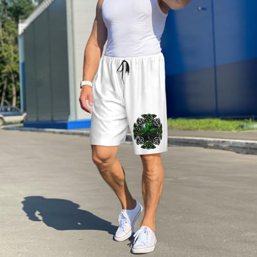 Irish Celtic Shamrock Pajama Shorts for Men, Men's Pajama Bottoms, Sleepwear for Summer3