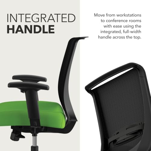 Image of HON Convergence Ergonomic Office Chair with Mesh Back, Adjustable Arms, Lumbar Support, Synchro‑Tilt Desk Chair with Wheels for Home Office or Computer Use, Black Frame, Pear