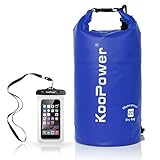 Koopower Waterproof Bag Drybag 20L Dry Gear Backpack with Universal Waterproof Phone Case for Boating, Kayaking, Rafting, Fishing, Camping, Canoeing, Swimming, Snowboarding, Driving (Dark Blue)