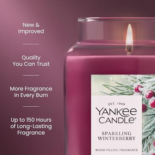 Yankee Candle Sparkling Winterberry, Holiday Scented Candle, 22oz Large Jar with up to 150 Hour Burn Time, Giftable, Holidays - Thumbnail 4