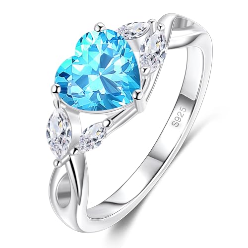 S925 Sterling Silver Promise Rings For Her Heart Birthstone Ring Wedding Engagement Valentine's Day Jewelry For Women